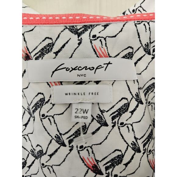Foxcroft NYC Women's Button Up Toucan White Pink Blouse 22W New - Picture 2 of 7